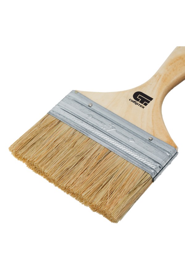 Кисть плоская 100 мм, натуральная щетина, деревянная ручка Сибртех