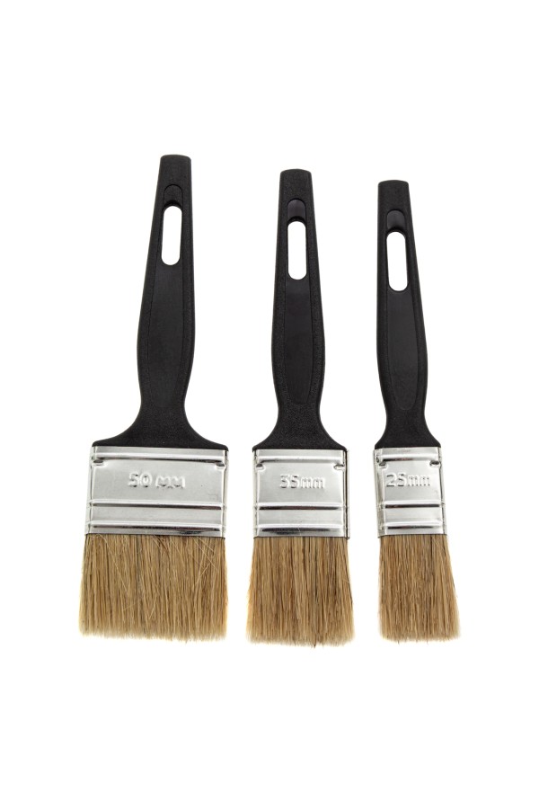 Набор кистей флейцевых 3 шт. (25 мм, 35 мм, 50 мм) натуральная щетина, пластиковая ручка Сибртех