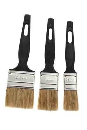 Набор кистей флейцевых 3 шт. (25 мм, 35 мм, 50 мм), натуральная щетина, пластиковая ручка Сибртех