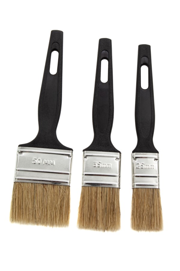Набор кистей флейцевых 3 шт. (25 мм, 35 мм, 50 мм) натуральная щетина, пластиковая ручка Сибртех