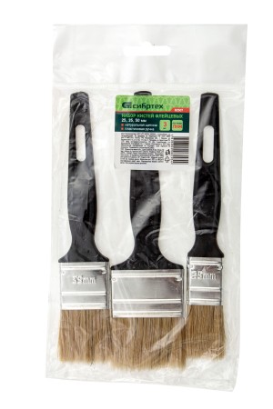 Набор кистей флейцевых 3 шт. (25 мм, 35 мм, 50 мм), натуральная щетина, пластиковая ручка Сибртех