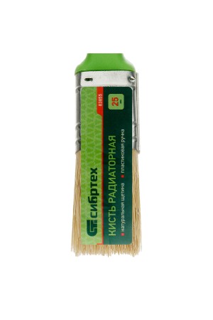 Кисть радиаторная 25 мм, натуральная щетина, пластиковая ручка Сибртех