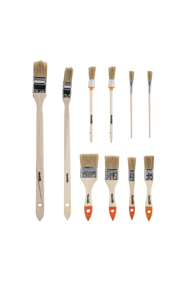 Набор кистей, 10 шт, плоские 3/4"-2" круглые №2, 4 радиаторные 1", 1.5" для масляной краски №2, 6 Sparta