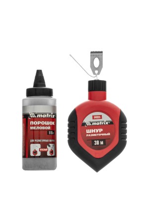 Шнур разметочный в пластмассовом обрезиненном корпусе, порошок красный Matrix