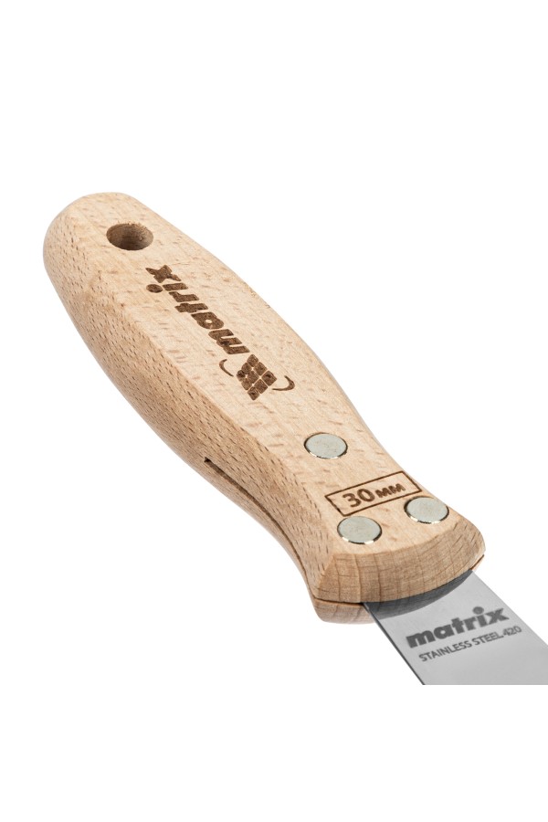 Шпательная лопатка из нержавеющей стали, 30 мм, буковая рукоятка, EFP Matrix