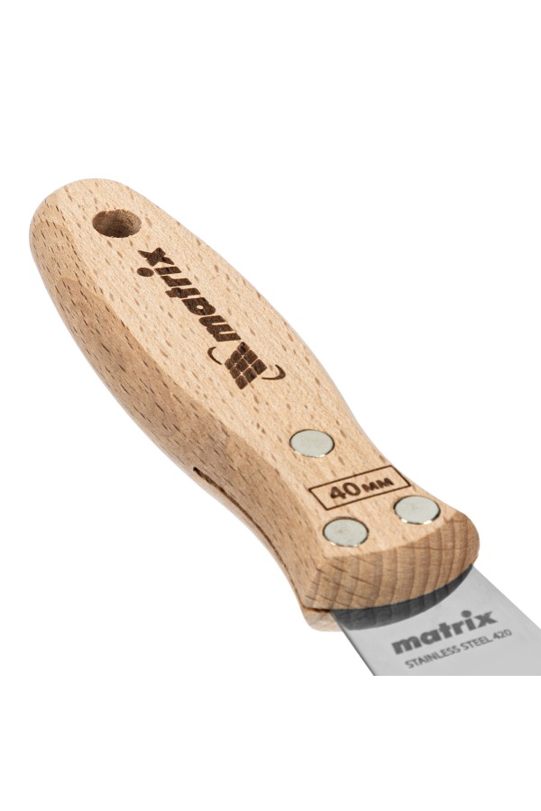 Шпательная лопатка из нержавеющей стали, 40 мм, буковая рукоятка, EFP Matrix