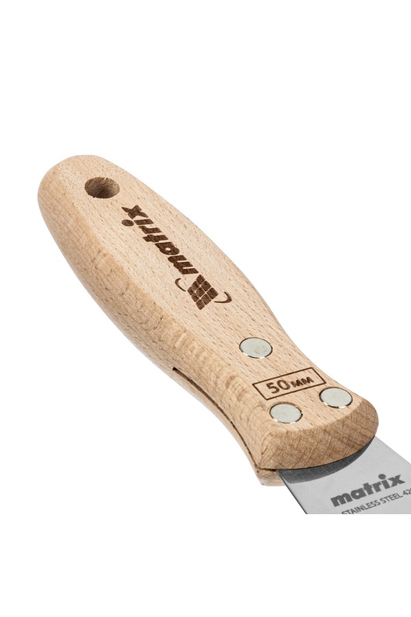 Шпательная лопатка из нержавеющей стали, 50 мм, буковая рукоятка, EFP Matrix