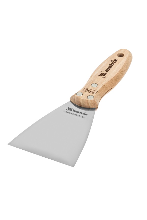 Шпательная лопатка из нержавеющей стали, 80 мм, буковая рукоятка, EFP Matrix