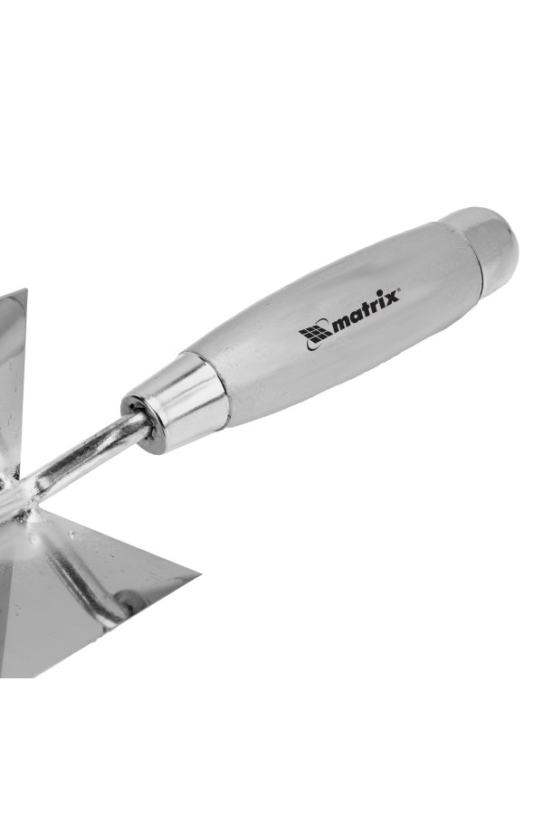 Мастерок из нержавеющей стали, 80 х 60 х 60 мм, для внутренних углов, деревянная ручка Matrix
