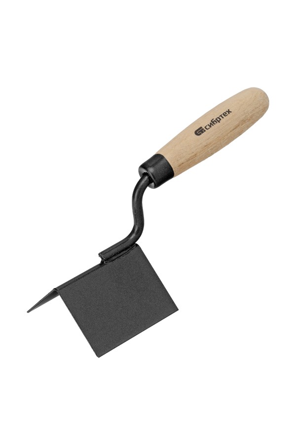 Кельма угловая, 80 х 60 х 60 мм, стальная, для внешних углов, буковая ручка Сибртех