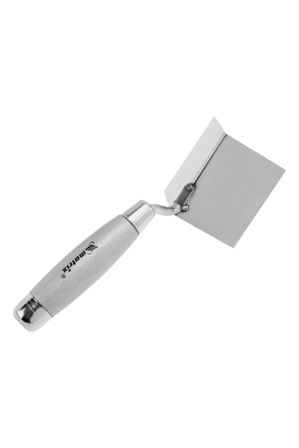 Мастерок из нержавеющей стали, 80 х 60 х 60 мм, для внешних углов, деревянная ручка Matrix