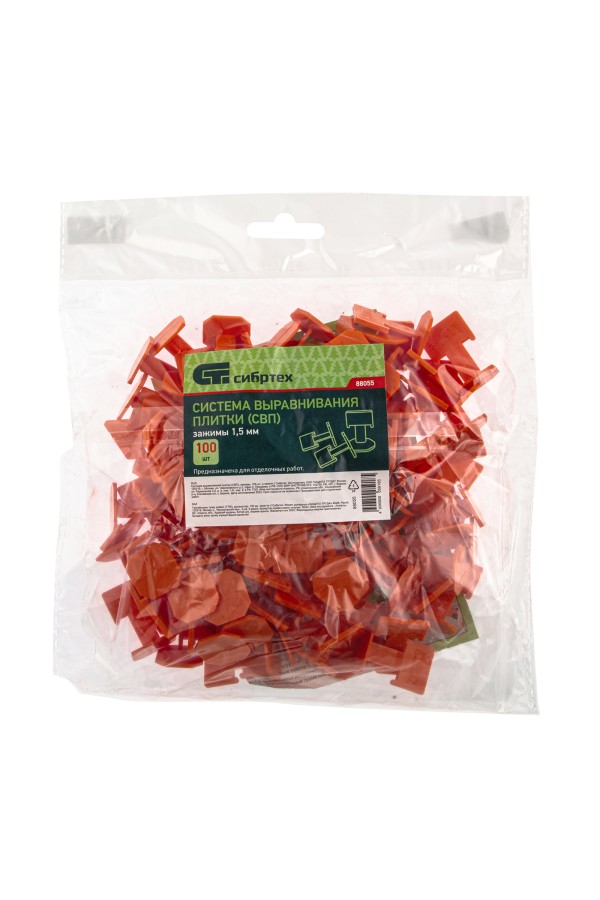 Система выравнивания плитки СВП, зажимы, 100 шт в пакете Сибртех