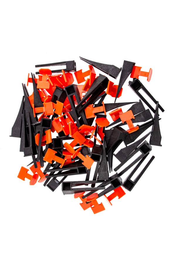 Система выравнивания плитки (СВП) комплект: зажимы, клинья (40/40 шт) в пакете Сибртех