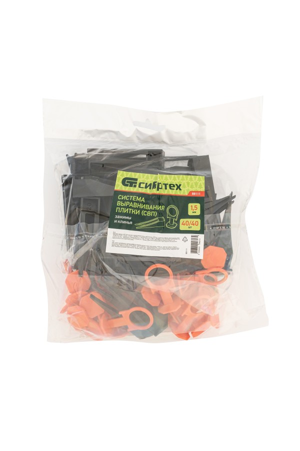 Комплект зажим и клин для системы выравнивания плитки СВП Кольцо, 40/40 шт. в пакете Сибртех