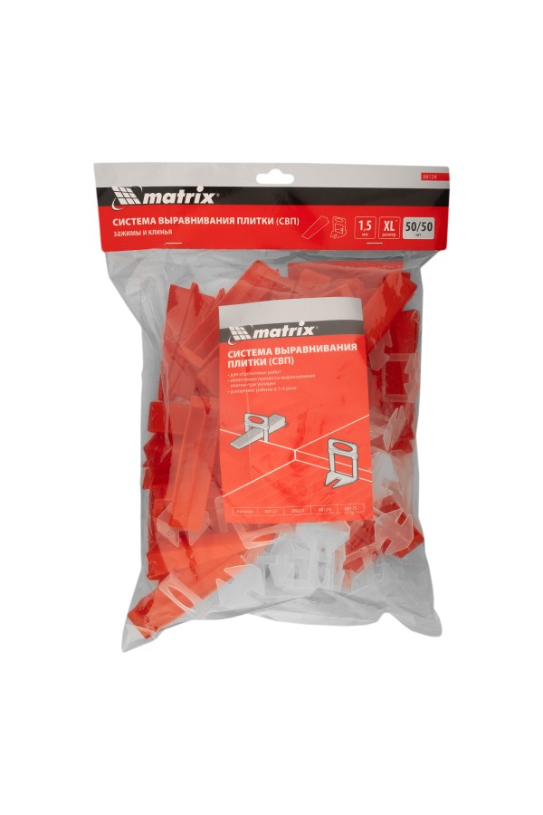 Комплект зажим + клин для системы выравнивания плитки СВП Ворота XL, 50/50 шт. в пакете Matrix