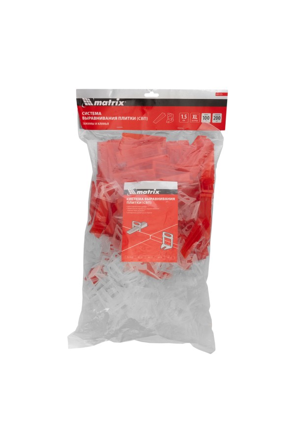 Комплект зажим + клин для системы выравнивания плитки СВП Ворота XL, 200/100 шт. в пакете Matrix