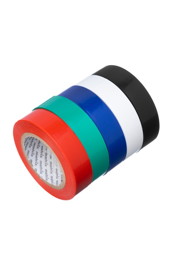Набор изолент ПВХ цветных 15 мм х 10 м, в упаковке 5 шт, 150 мкм Matrix