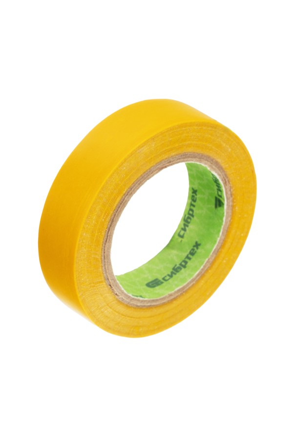 Изолента ПВХ, 15 мм х 10 м, желтая Сибртех