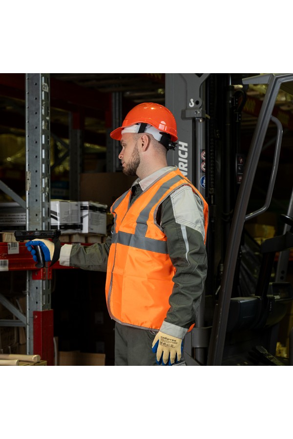 Каска защитная с храповым механизмом, Европласт, оранжевая Сибртех