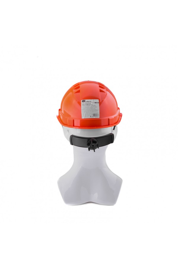 Каска защитная с храповым механизмом, Европласт, оранжевая Сибртех