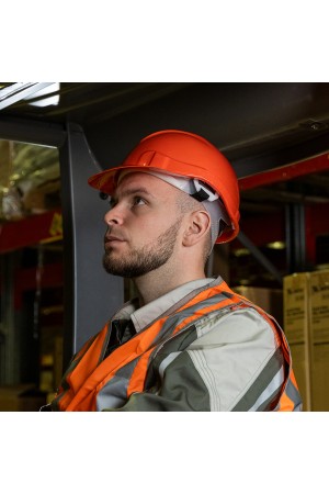 Каска защитная из ударопрочной пластмассы, оранжевая Россия Сибртех