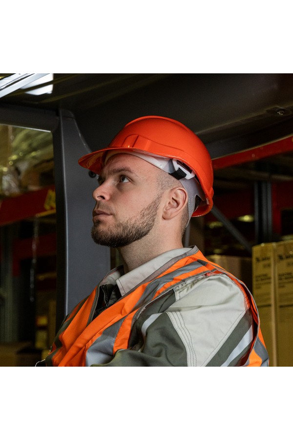 Каска защитная из ударопрочной пластмассы, оранжевая Сибртех
