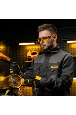 Очки защитные открытые, поликарбонатные, желтая линза, 2х комп.дужки Denzel