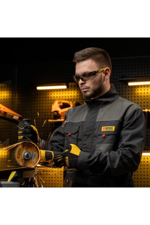 Очки защитные открытые, поликарбонатные, дымчатая линза, 2х комп.дужки Denzel