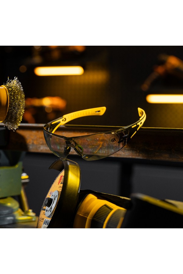 Очки защитные открытые, поликарбонатные, дымчатая линза, 2х комп.дужки Denzel