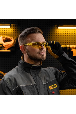 Очки защитные открытые, поликарбонатные, желтая линза Denzel