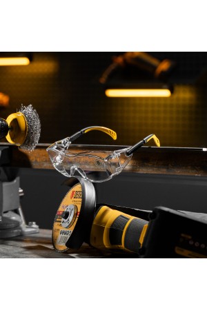 Очки защитные открытые, поликарбонатные, увеличенная прозрачная линза,  регулируемые дужки Denzel