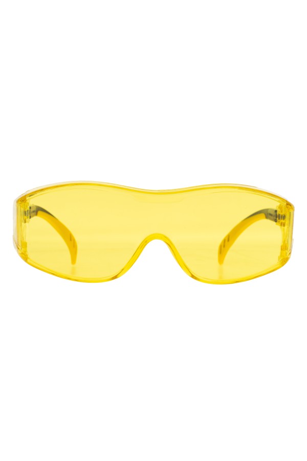 Очки защитные открытые, поликарбонатные, увеличенная желтая линза, регулируемые дужки Denzel