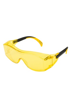 Очки защитные открытые, поликарбонатные, увеличенная желтая линза, регулируемые дужки Denzel