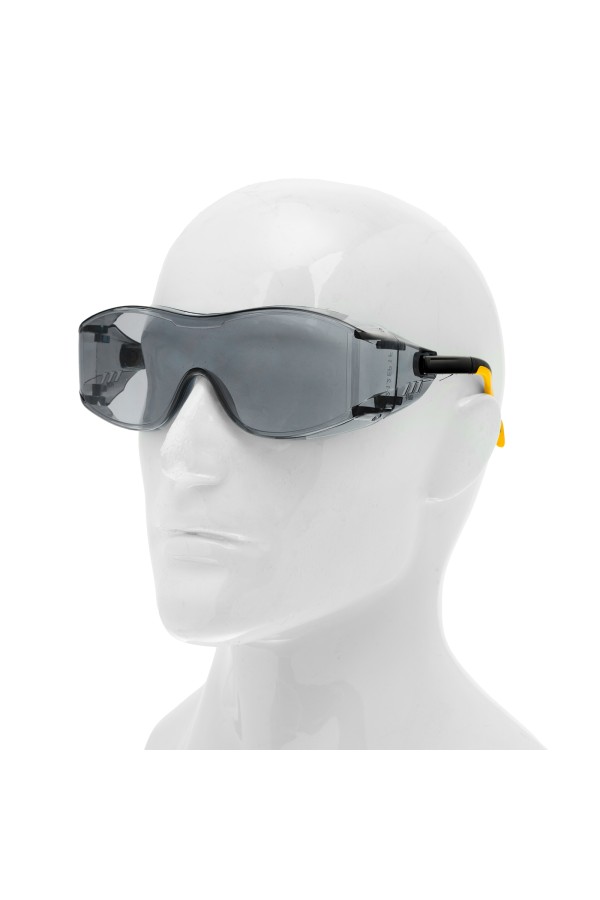 Очки защитные открытые, поликарбонатные, увеличенная дымчатая линза, регулируемые дужки Denzel