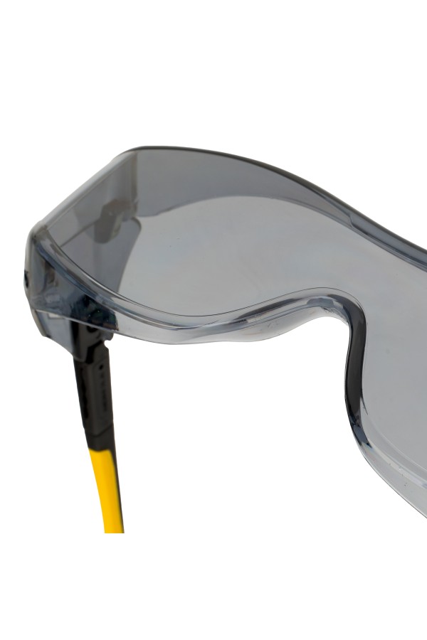 Очки защитные открытые, поликарбонатные, увеличенная дымчатая линза, регулируемые дужки Denzel