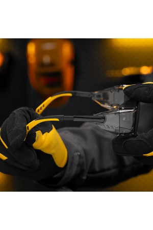 Очки защитные открытые, поликарбонатные, увеличенная дымчатая линза, регулируемые дужки Denzel