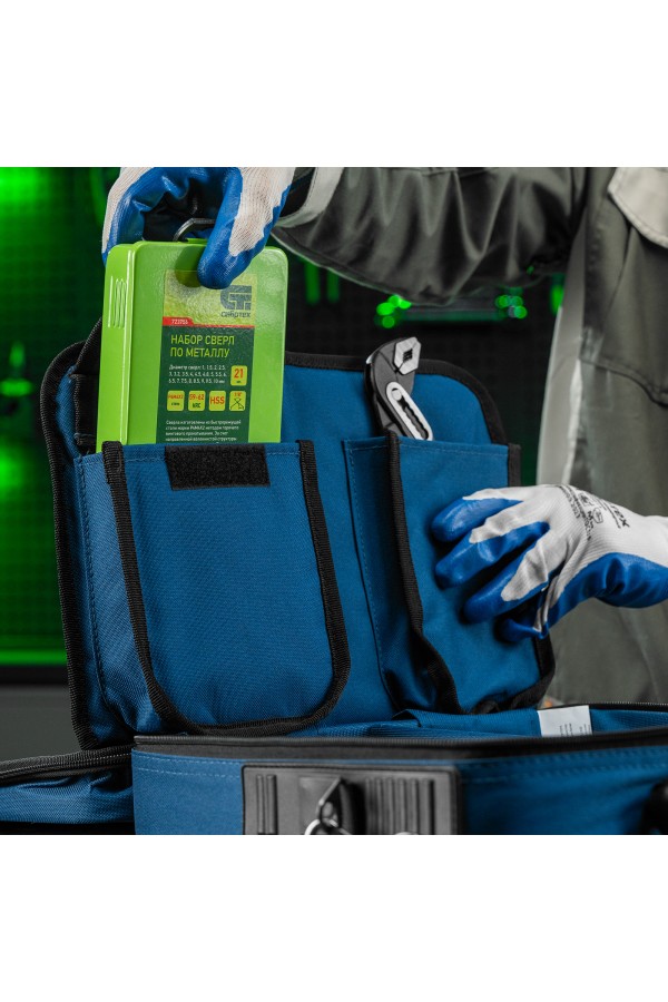 Кейс монтера, 365х300х110 мм, 10 карманов, наплечный ремень Сибртех