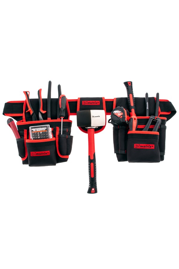 Сумка-пояс двойная, 20 карманов, держатель для молотка Matrix