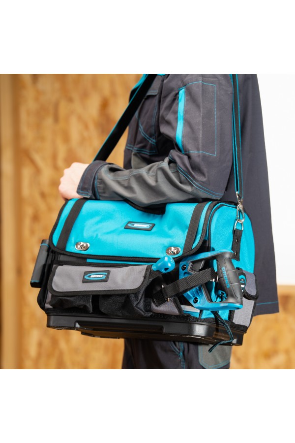 Переноска для инструмента, 400х225х300мм, пластиковое дно, наплечный ремень Gross