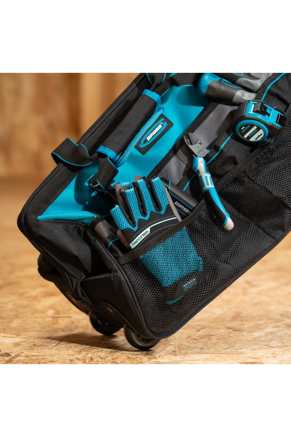 Сумка для инструмента, 500х280х290мм, выдвижная рукоятка, колеса, наплечный ремень Gross