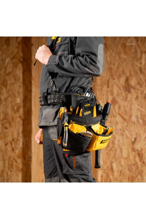 Пояс монтажника усиленный, с лямками, сумки поясные, держатель для молотка// Denzel