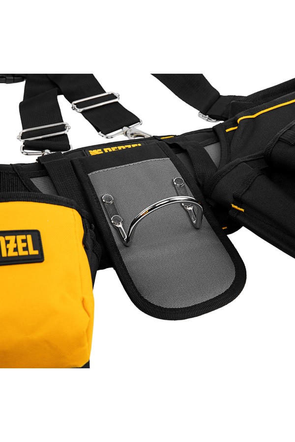 Пояс монтажника усиленный, с лямками, сумки поясные, держатель для молотка Denzel