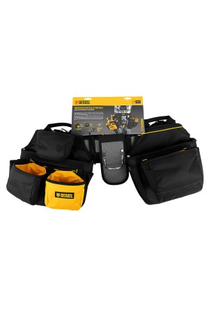 Пояс монтажника усиленный, с лямками, сумки поясные, держатель для молотка// Denzel