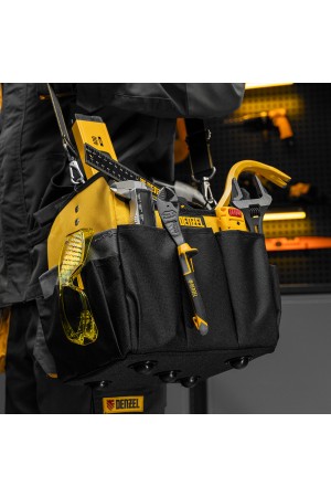 Переноска для инструмента, 260х240х300 мм, 22 кармана, наплечный ремень// Denzel