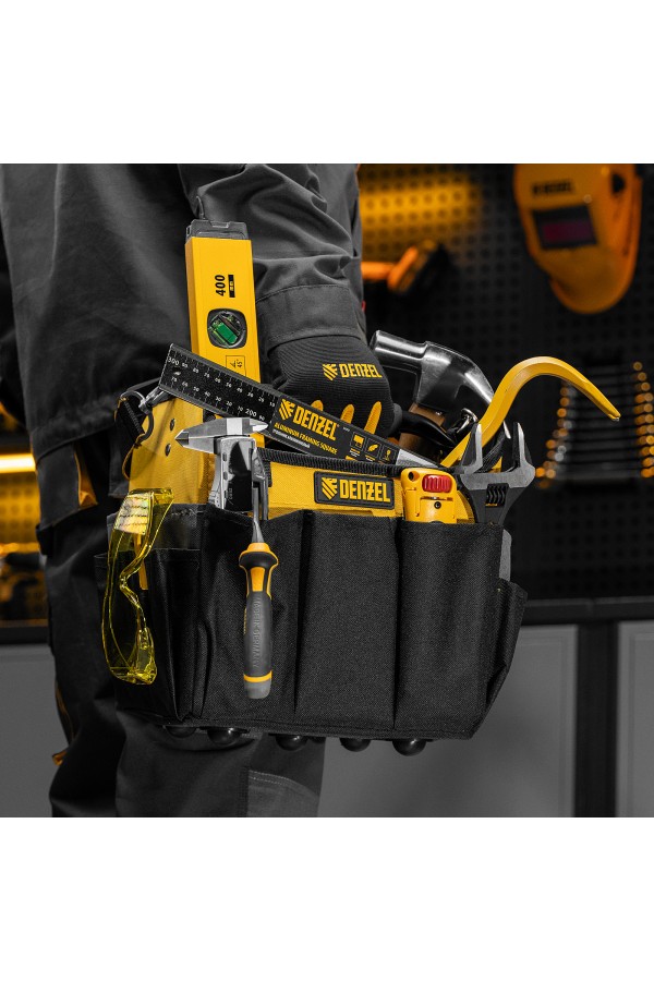 Переноска для инструмента, 260х240х300 мм, 22 кармана, наплечный ремень Denzel