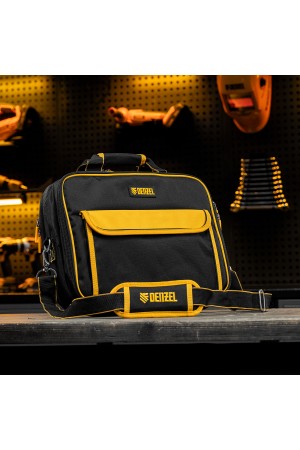 Сумка для инструмента, 400х170х300 мм, 3 отделения, 28 карманов, наплечный ремень// Denzel