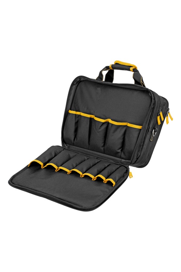 Сумка для инструмента, 400х170х300 мм, 3 отделения, 28 карманов, наплечный ремень Denzel