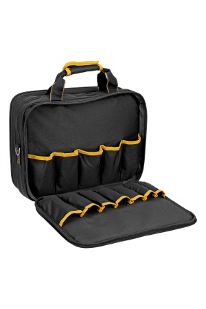 Сумка для инструмента, 400х170х300 мм, 3 отделения, 28 карманов, наплечный ремень// Denzel
