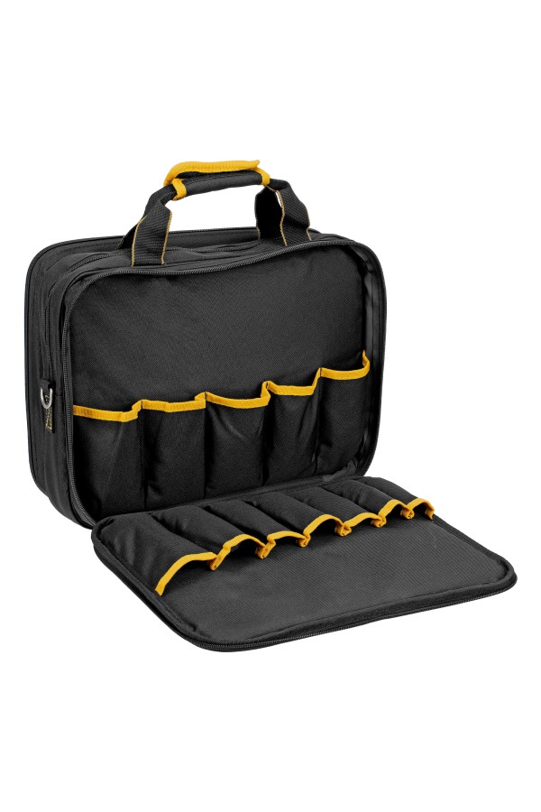 Сумка для инструмента, 400х170х300 мм, 3 отделения, 28 карманов, наплечный ремень Denzel