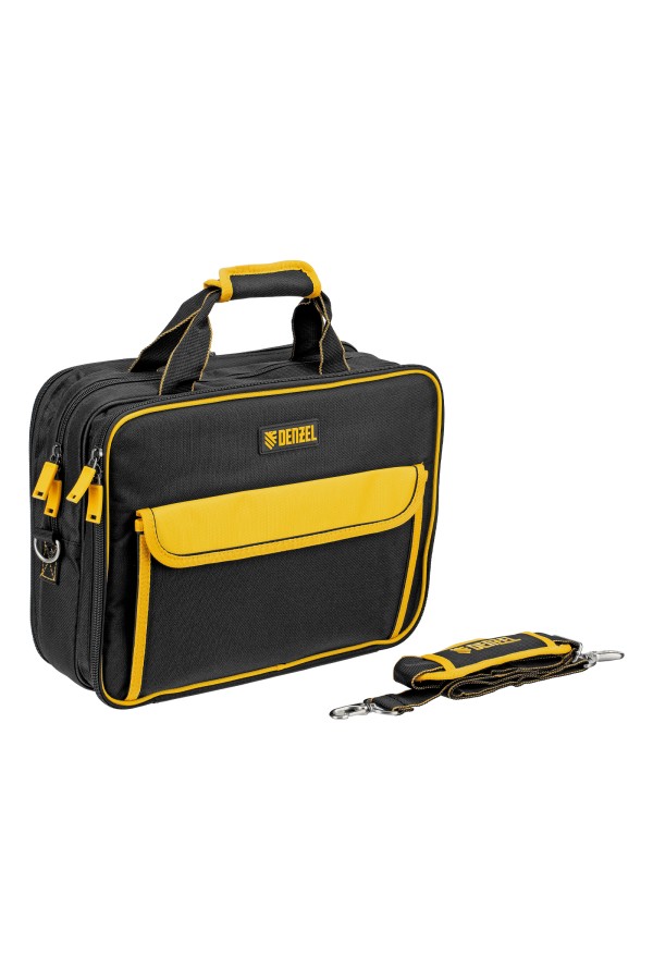 Сумка для инструмента, 400х170х300 мм, 3 отделения, 28 карманов, наплечный ремень Denzel
